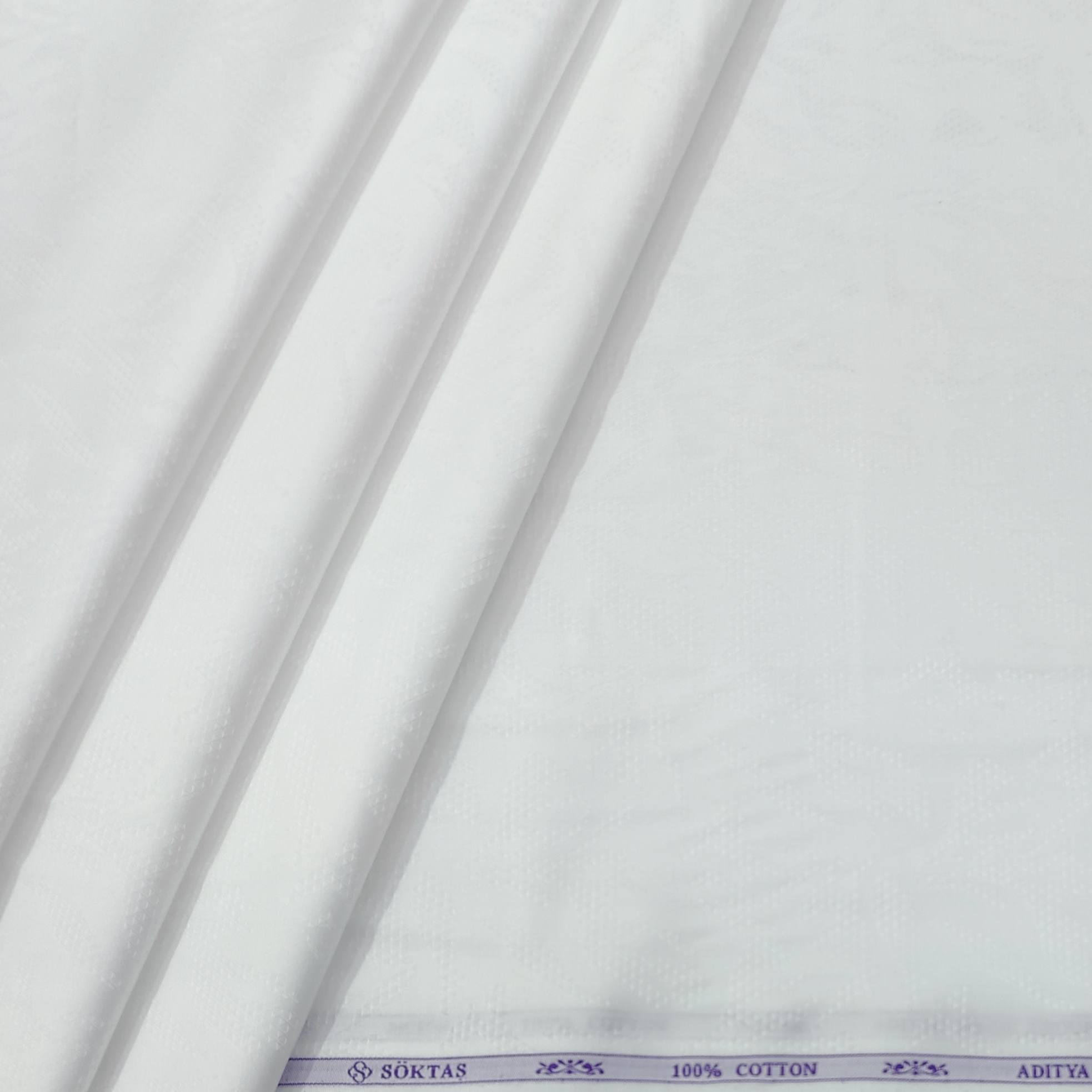 Shirt Fabric Soktas Finest 80s Giza Cotton Jacquard Colour White